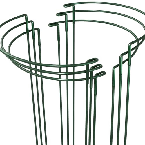 Bamworld 6 Pack Half Round Plant Support Stakes Sets Strong Versatile Peony Cages and Supports Plant Support Ring for Indoor and Outdoor Plants Such as Peonies Tomatoes Roses Flowers