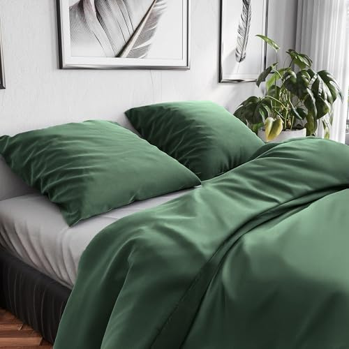 Wolkenfeld Bettwäsche 155x200 Baumwolle Reforcè Oeko-TEX – Bettwäsche-Sets Mit Bettbezug 155x200 & Kissenbezug 80x80 – Atmungsaktiv & Pflegeleicht – Bettwäsche Mit Reißverschluss – Wald Grun