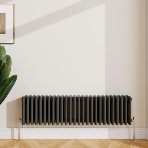 SLINE SANITARY 300x1190mm Cast Iron Style Traditional 3 Column Horizontal Anthracite Central Heating Radiator