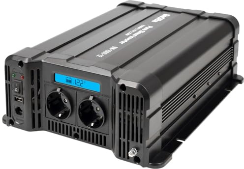 12 V auf 230 V Sinus Wechselrichter 1500 W – Reiner Sinus, KFZ‑geeignet, USB & Schuko, perfekt für Wohnmobil, Boot, Camping & Solar‑Systeme | BaSBa BW‑1500‑12