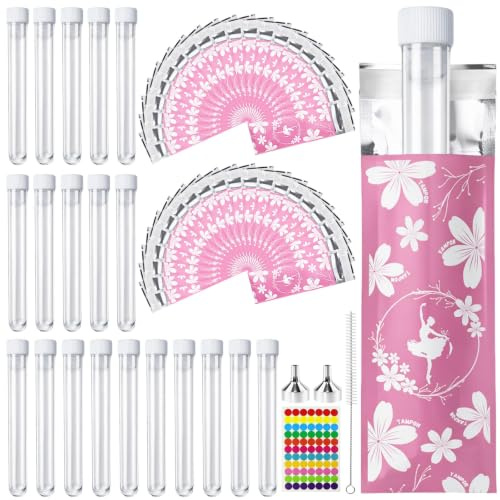 Mssushi 20 Pcs Tampon Flask Set 10ml, with Wrappers & Funnels | Clear Secret Flask Tubes, Reusable, for Parties, Concerts, Outdoor