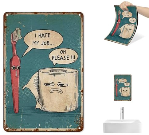 Cartello Bagno Divertente in Metallo Vintage 20x30 cm Targa Decorativa Parete Bagno Regalo umoristico per Toilette casa