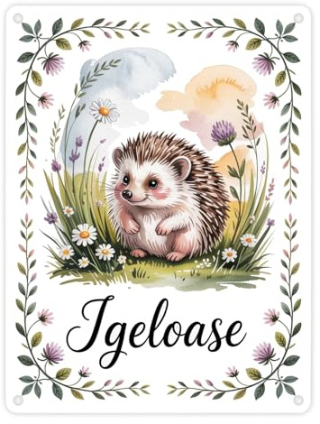 speecheese Metallschild in 15x20 cm Idyllisch Igeloase Igel | für Naturliebhaber Lustiges Schild für Gartenliebhaber und Wildtierfreunde