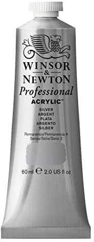 Winsor & Newton 2320617 Professional Acrylfarbe in Künstlerqualität, hohe Farbbrillanz & Deckkraft, Archivqualität, 60ml Tube - Silber