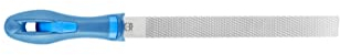 PFERD Holzraspel Flachstumpf, 250mm, rechteckige, flachstumpfe Feile, unterschiedliche Hiebe auf Seiten und Kanten, inkl. Ergonomie-Feilenheft, 11231257 – speziell zum groben Zerspanen von Holz