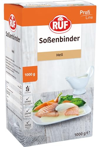 RUF Sossenbinder hell, Soßenpulver zum Binden für helle Sauce, Fischgerichte, Nudelsoße oder Curry, ohne Klümpchen, fettarm und geschmacksneutral, 1x1000g