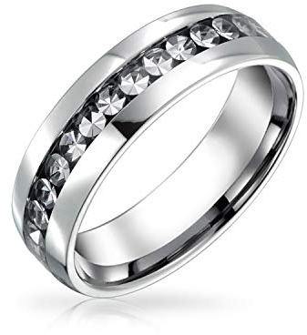 Bling Jewelry Braut April Geburtsmonat Klarer Weißer Kristall Ewigkeitsbandring In Silberfarbenem Edelstahl
