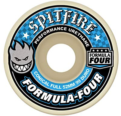 Spitfire Formula Four Skateboard-Räder, konisch, 58 mm, 99a, Weiß, 4 Stück