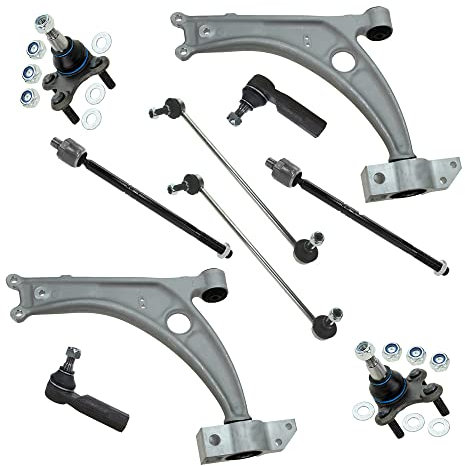 BESTPRICE 2x Querlenker Vorderachse vorne links & rechts mit Traggelenk, 2x Spurstangen mit Spurstangenkopf, 2x Koppelstange vorne, Kompatibel mit A udi Q3 (8UB, 8UG), SEAT ALHAMBRA (710, 711), VW CC