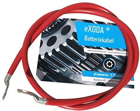 eXODA Batteriekabel 35 mm² 100cm mit Kabelschuhen M10 Rot flexibel und hochwertig aus 99 Prozent Kupfer für Auto Boot Motorrad geeignet temperaturbeständig bis 70°