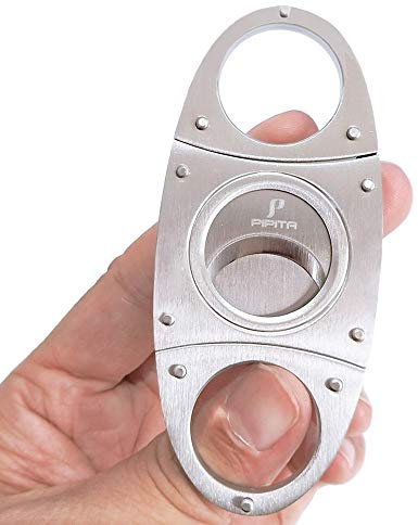 PIPITA Tagliasigari Ovale Doppia Lama Tagliasigari in Acciaio Inox Tascabile con Doppie Lame Autoaffilanti per Tagliare La Perfetto per La Maggior Parte dei Sigari
