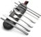 DEVICO Tragbares Camping Besteck - 8-Teiliges Edelstahl Reisebesteck mit Messer, Gabel, Löffel, Essstäbchen, Strohhalmen, Reinigungsbürste und Etui - Ideales Besteck Set für Unterwegs (Silber)