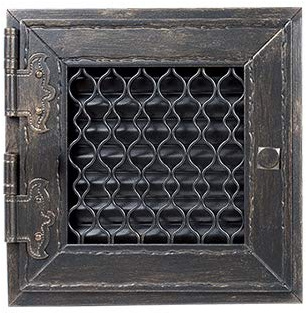 KRATKI Lüftungsgitter Warmluftgitter RETRO1 17 x 17 cm graphit Kamingitter | für Kaminbelüftung. Für Warmluftverteilung