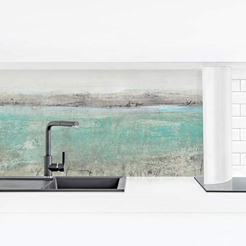 Bilderwelten Küchenrückwand Folie Glänzend 40x140 cm Horizont über Türkis I Spritzschutz Fliesenspiegel Küche-Rückwand Motiv Klebefolie