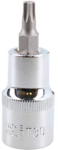T30 Male Torx Bit Star Socket 1/2 Drive Standard Internal Chrome Vanadium Steel