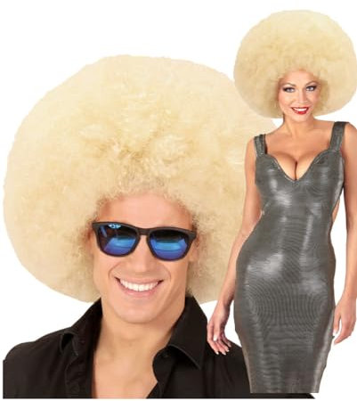Horror-Shop Riesige Afro Perücke Blond als Kostümzubehör für Karneval und Mottoparties
