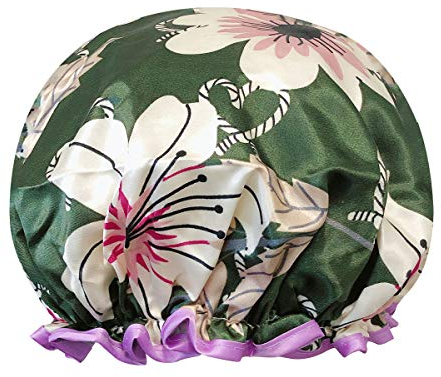 allydrew Wild Side Wiederverwendbare Duschhauben für Damen, wasserdicht, für langes Haar, Lilien Grün