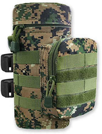 Huntonry Marine Water Bottle Drink Cup Holder with Drain for Bike Bicycle, Boat, UTV/ATV, Stroller, Wheelchair, Walker, Golf Cart, RV, Camper, Chair with Big Pocket and Non-Slip Tapes