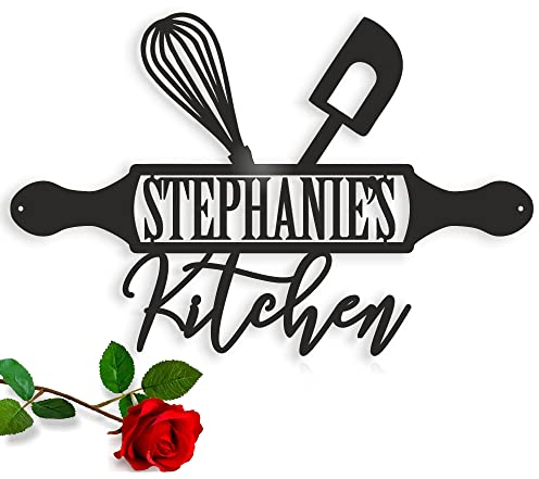 Meine Küche Dekoschild Türschild Mamas Küchenschild Küche Dekor Geschenk für Frau oder Familie Personalisiert Zeichen Metall Wand Deko Wanddeko Custom Name Kitchen Sign Geschenk für Mama Oma Mutter