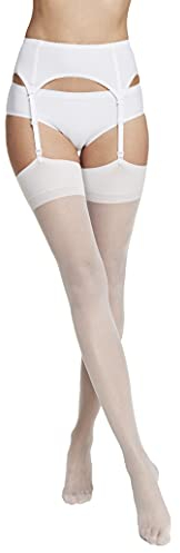 VENEZIANA NUOVA Strapsstrümpfe für Damen 15 Den – Elegante Hohe Strümpfe mit Elastischem Material und Verstärktem Zehenbereich, Matt-Finish Weiß M