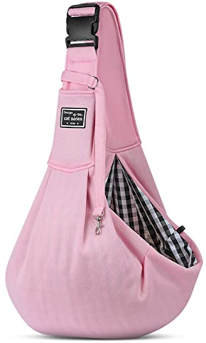 ALLSOPETS Sac de Transport pour Chien et Chat Réglable Sac à Bandoulière Mains Libres pour Petit Animal de Compagnie Sacs pour Animaux de Compagnie pour Chat Petit Chien (Rose Pâle)