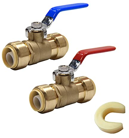 EFIELD 3/4 Zoll Push-Fit Kugelhahn für heißes und kaltes Wasser mit Trennclip-Werkzeug, 2 Stück