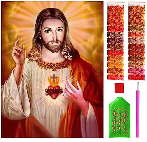 Diamond Painting Set Jesus Christus – 5D Diamant Painting Bilder 30x40 cm mit Diamond Painting Zubehör für Kinder und Erwachsene - Crystal Art - Wand Deko
