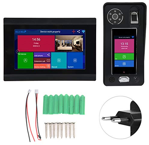 Ring Video-Türklingel, 7-Zoll-Bildschirm, 1080P, drahtlose Türklingel, WLAN, Nachtsicht, drahtlose Ring-Türklingel mit Fingerabdruck, Passwort, Gesichtserkennung für die Sicherheit zu Hause(EU)