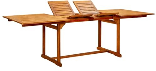 vidaXL Akazienholz Massiv Garten Esstisch Erweiterbar Gartentisch Terrassentisch Balkontisch Tisch Holztisch Gartenmöbel (160-240) x100x75cm