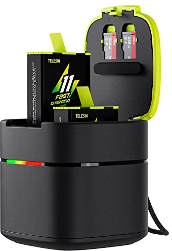 TELESIN Chargeur de Batterie à Chargement Rapide pour GoPro 11 10 9 Black,2pack 1750mah Battery with Fast Storage Charger Set for GoPro Hero 11 Hero 10 Hero 9 Quick Charging Battery Kit