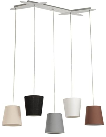 Lucande Pendelleuchte Thamila (Für Kinder, Junges Wohnen) aus Textil (5 flammig E27) - Hängeleuchte Esstischlampe Hängelampe Wohnzimmerleuchte