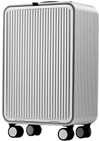 Hartschalenkoffer Alle Aluminium-Magnesium-Legierung Trolley Business-Koffer Reisegepäck Passwortbox Laptoptasche Frontöffnung Gepäck (Color : Silver, Size : 20)
