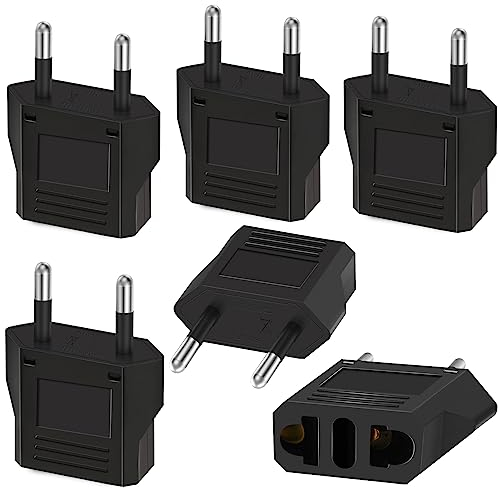 6 pezzi Adattatore da viaggio, adattatore per spina USA, adattatore da USA a 2 pin Europa/Italia, Germania, Spagna, Francia, dispositivo per alimentazione USA, adattatore USA.