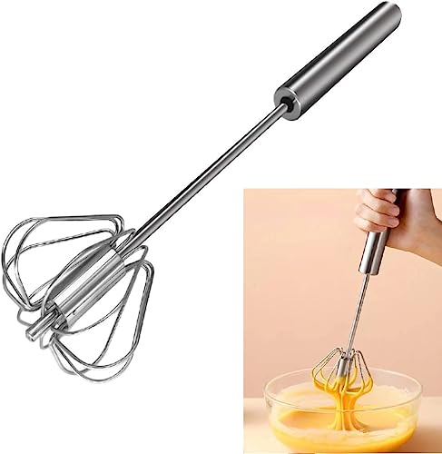 Fouet Rotatif à œufs Semi-Automatique 1 Pièce Fouet en Acier Inoxydable Outil de Cuisine - Melangeur Sans Moteur Electrique