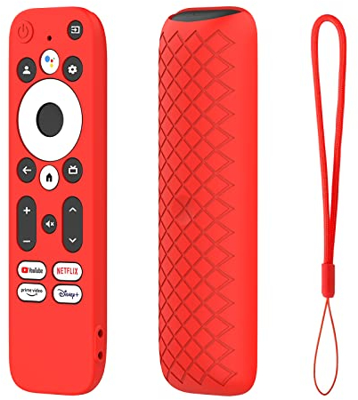 Silikon-Schutzhülle für MECOOL KD3 Android TV Stick, rutschfeste Fernbedienung, kompatibel mit Onn. Android TV 2K FHD Streaming Stick mit Umhängeband (rot)