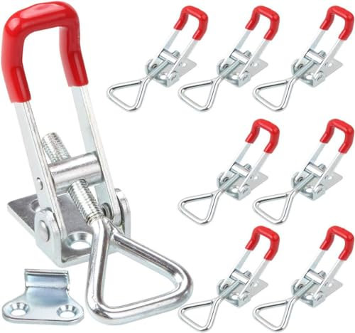 Seven-Flower 5 Pack Adjustable Toggle Clamp 180kg 400Lbs Holding Capacity Heavy Duty Toggle Catch Latch Hasp Clip Clamp for Door, Cabinet Box Case Trunk, Quick Release Pull Latch Tools