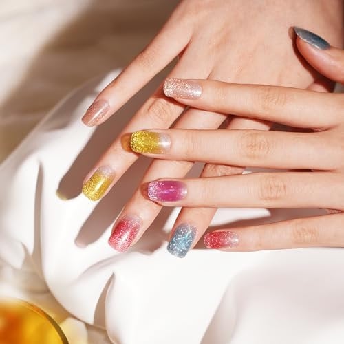 DANNI & TONI 28 Semi Cured Nail Wraps - Soft Self-Adhesive Gel Nail Stickers, Salon-Quality Gel Nail Polish Strips Manicure Set (Neverland), Transparent Base and Jelly Colour