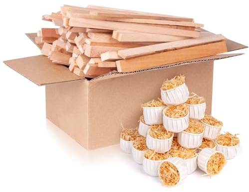 KINSPORY 24 Anzündwolle, Grillanzünder, Kaminanzünder, Holzwolle von feuern in Öfen, Barbecue-Grills, pizzaöfen und räuchergeräte, mit Brennholz, Anzündholz, Kann 10 Minuten lang Brennen