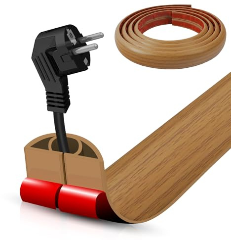DBHXXMB-HH Floor Cord Cover Self Adhesive Cord Hider,10FT Cable Management, Extension Strip Protector for Wires, Prevent Cable Trips for Offices, Gyms, Exhibitions Cavity 0.39(W) x 0.27(H) BrownWood