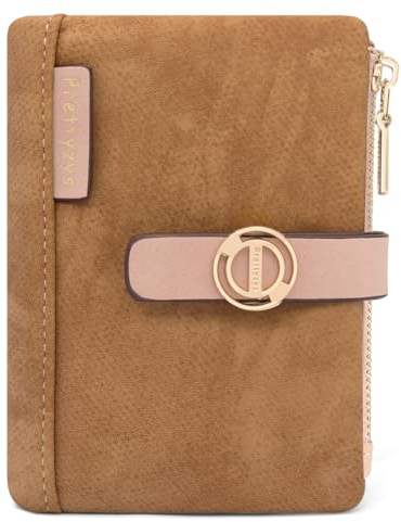 REETEE Portefeuille Femme PU Cuir Porte Monnaie Femme Petit Format Courte Porte Feuilles pour Femmes Porte-chéquiers Porte-Cartes 7 Emplacements pour Cartes et Zippé Pochette à Monnaie (Brun)