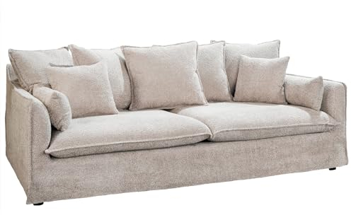 Riess Ambiente Großes 3-Sitzer Sofa Heaven 200cm Champagner beige Bouclé Federkern Hussensofa Moderne Couch auch als Ecksofa kombinierbar