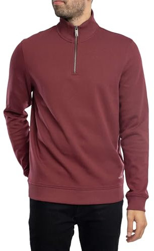 Ted Baker Men's Half Zip Funnel Neck Sweatshirt, Red, S