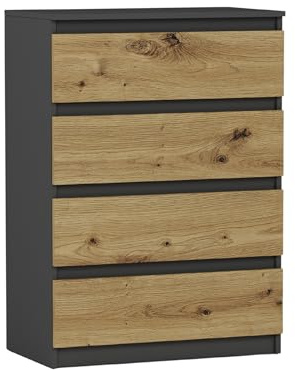 Framire Schlafzimmerkommode mit Schubladen, Anthrazit Mix Artisan - 98 x 40 x 70 cm - Modern R4