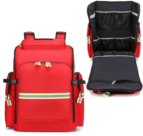 Joyfitness Erste-Hilfe-Tasche, leerer Trauma-Rucksack, Erste-Hilfe-Rucksack mit Mehreren Taschen für Notfall, Zuhause, Camping, Reisen, Büro, Outdoor, Auto, Schule (nur Tasche)