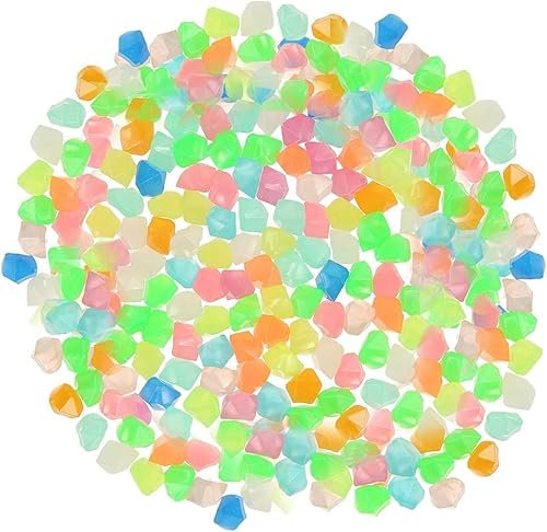 MacroHu 200pcs Pierres Fluorescentes Pierre Lumineuse Pierre Décorative pour Jardin Galet Lumineux Cailloux Aquarium Résine Cailloux Lumineux Galets Jardin Exterieur Cailloux Decoratif -Coloré