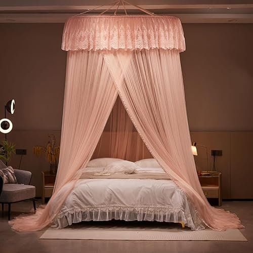 Moskitonetz Bett Für Doppelbett Einzelbett, Großes Rund Moskitonetz Spitze-Mückennetz Feinmaschiges Als Moskitoschutz, Fliegennetz Moskitonetze Für Zu Hause Indoor 150 X 280 X 1300 cm, Khaki