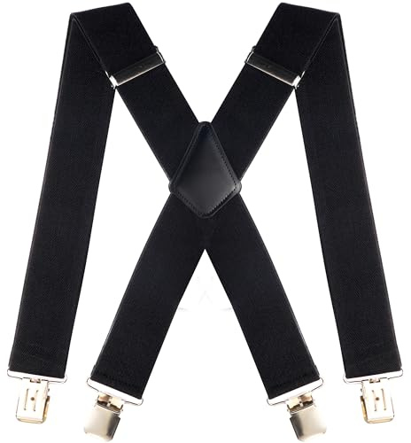 Legezon Hosenträger für Herren 3.5cm Breit Extra Stark mit 4 Metall Clips | Hosenträger Einstellbar und Elastisch, Einheitsgröße für Männer und Damen, Verbesserten für Arbeitshose Motorradhose