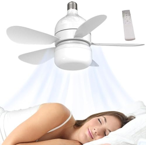 Socket Fan LED Light - 30W Socket Fan | 4 Speed LED Bulb Fan | 3 Modes Innovative Light Bulb Fan | FanBulb Light | Remote Lightbulb Fan | Socket Fan for Garage Bathroom Bedroom Kitchen