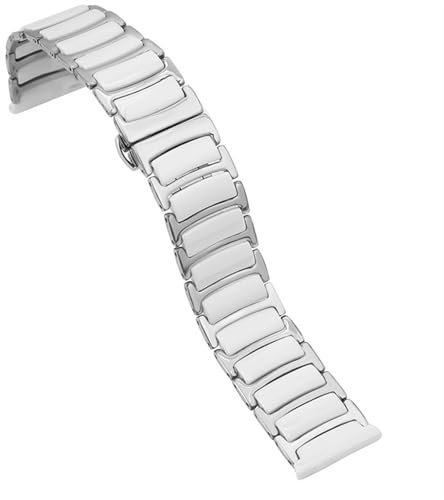 THBGTCNQ Keramik-Uhrenarmband, 16 mm, Armband, 20 mm, 22 mm, Edelstahl, Armbanduhrenband, 18 mm, Weiß/Schwarz(WHITE,20mm)