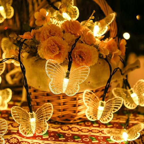 Butterfly Fairy String Lights, Fairy Decorative Lights 3M/10ft 20LEDs Battery Operated String Light for Indoor Outdoor Home Garden Summer Birthday Party Wedding Valentine's Day (Butterfly)